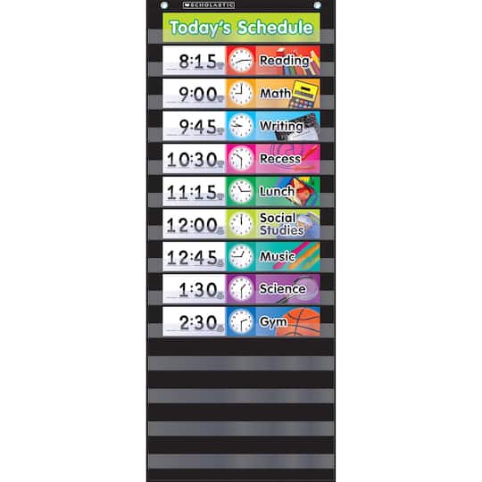 Black Daily Schedule Pocket Chart with Cards